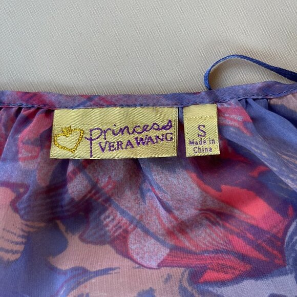 Vera Wang Princess Sheer Leaf Prints Tunic 3/4 Puff Sleeve Multicolor Size Small - Picture 4 of 6